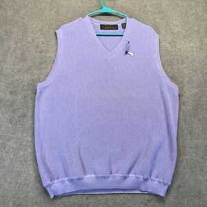 Peru Unlimited Baby Alpaca Wool Sweater Vest Mens Large Light Purple V Neck FLAW